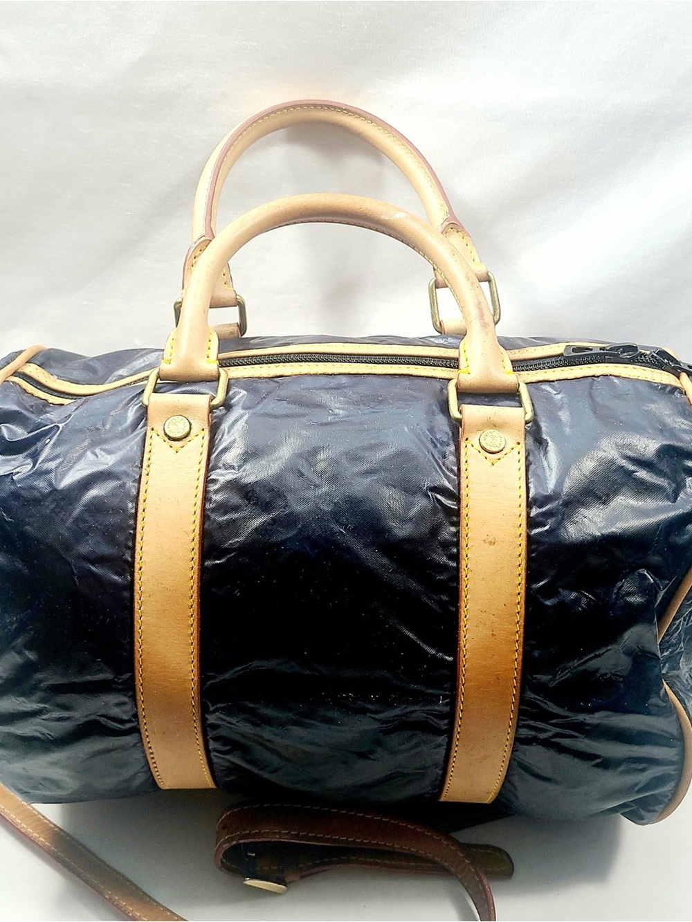 Hunting World Black Duffel with Tan Leather Trim - Picture 2 of 8